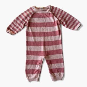 EGG Baby Pink Striped Knit Romper Size 6-12M
